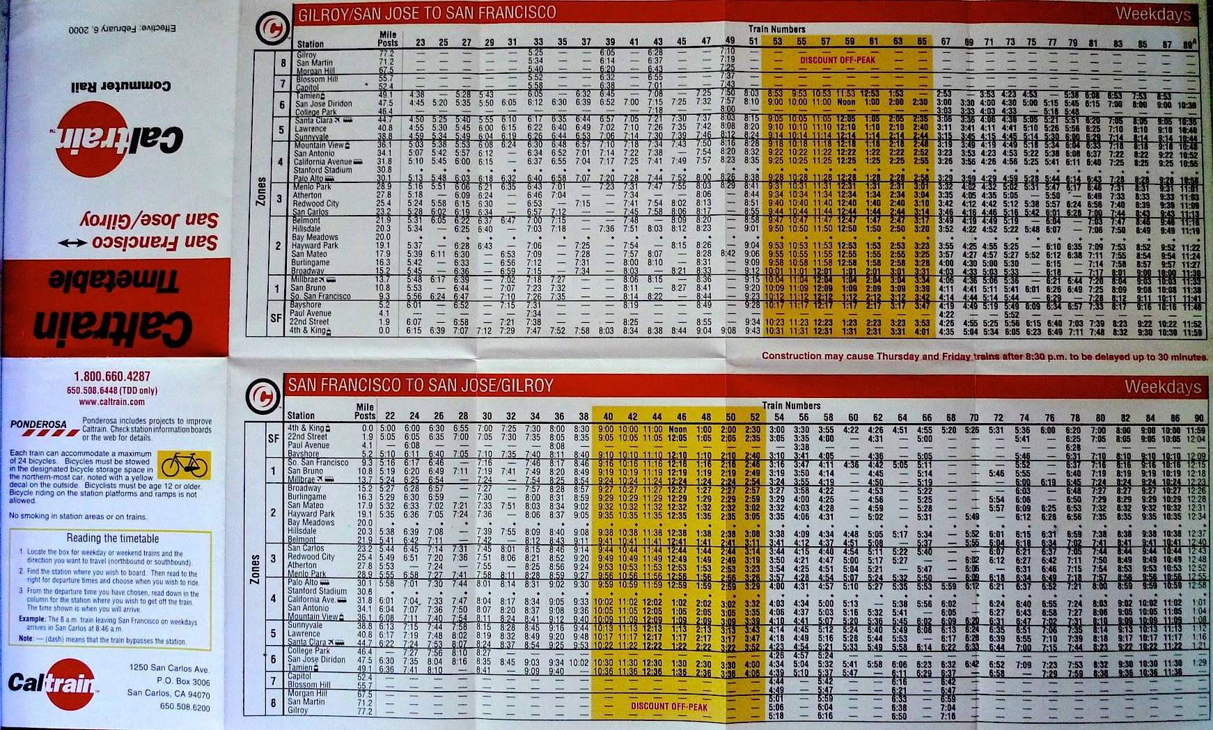 CALTRAIN WEEKDAY SCHEDULE PDF